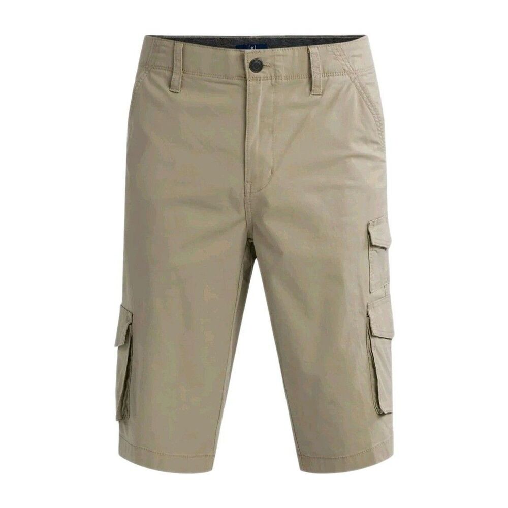 GEORGE Men's Sz 46 Messenger Cotton Cargo Shorts Stretch Longer Length Tan Brown